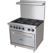 Comstock-Castle R6 36" Gas Restaurant Range, 6 Open Burners, Double Standard Oven, Stainless Steel Front, 210,000 BTU - Donut-Supplies.Com