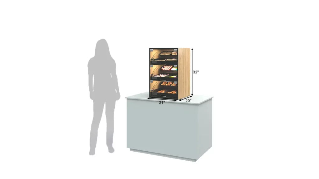Palram Countertop Bakery Display Case with Illuminated Soft-Close Drawers & Tempered Glass – 21"W x 32"H x 20"D - Donut-Equipment.com