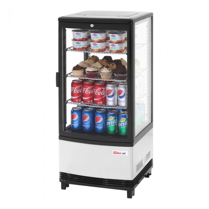 Turbo Air CRT-77-1R-N 17" Diamond Series Glass Sided Countertop Display Refrigerator – One Section, Rear Access, LED Lighting, 115v - Donut-Equipment.com