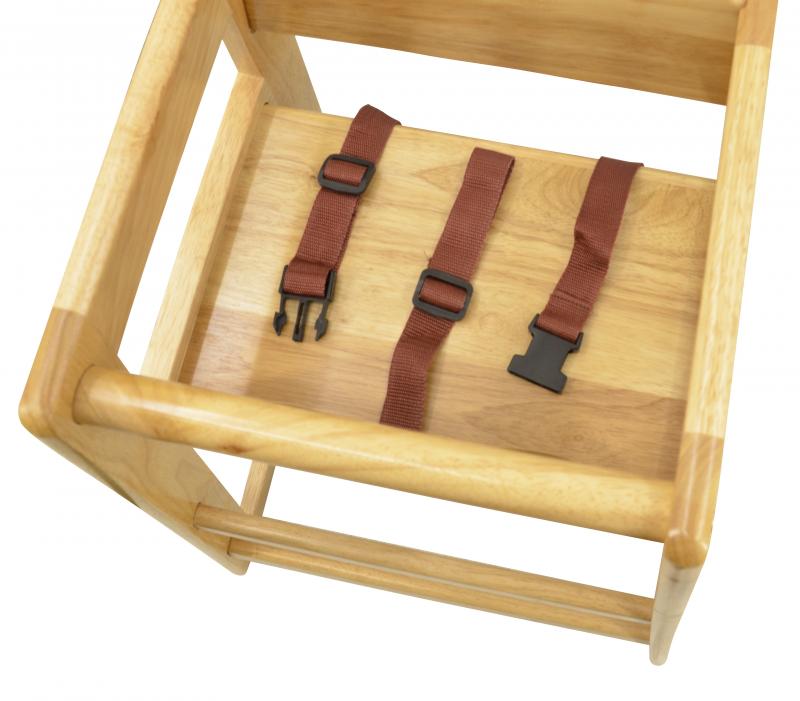 Omcan Commercial Natural Wooden High Chair – Restaurant-Style Solid Wood Baby High Chair with Safety Strap and Stable Design