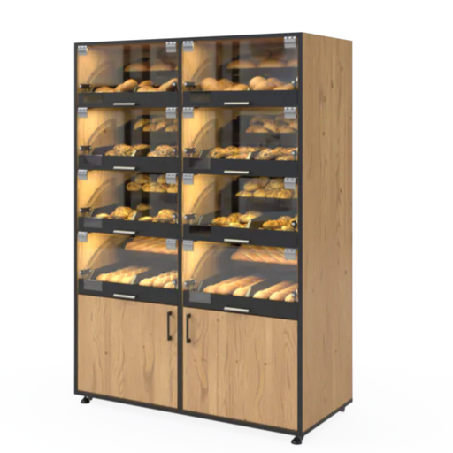 Palram Bakery Display Endcap with Illuminated Compartments & Storage Cabinet – 40"W x 60"H x 20"D - Donut-Equipment.com