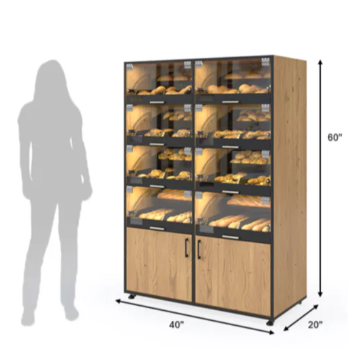 Palram Bakery Display Endcap with Illuminated Compartments & Storage Cabinet – 40"W x 60"H x 20"D - Donut-Equipment.com