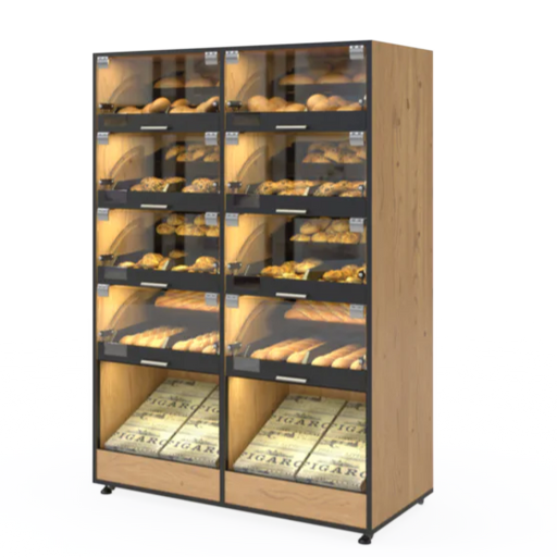 Palram Bakery Display Endcap with Illuminated Compartments & Open Bottom Storage – 40"W x 60"H x 20"D - Donut-Equipment.com