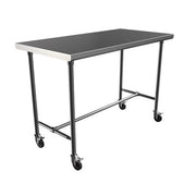 BK Resources 48" x 30" 16 Gauge Stainless Steel Pub Table with H-Brace & Foot Rest – Heavy-Duty • Mobile on Casters - Donut-Equipment.com