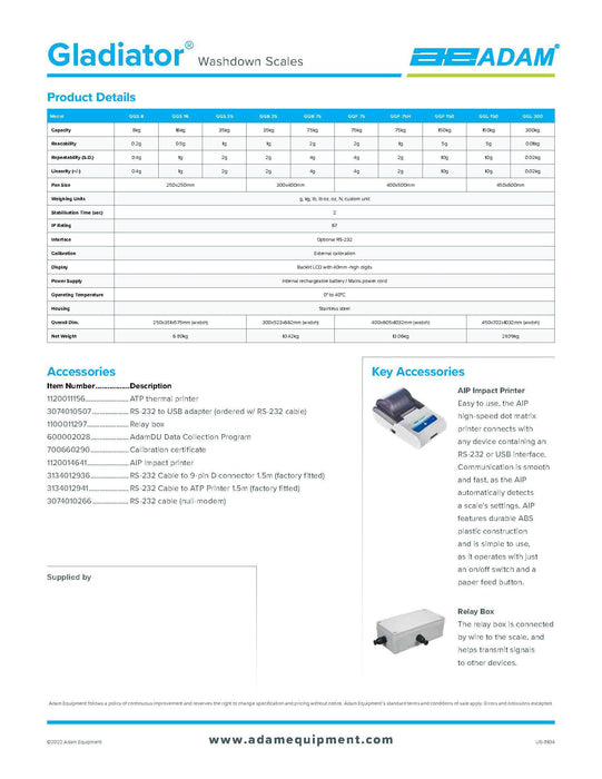 Gladiator Washdown Scales GGF 165A