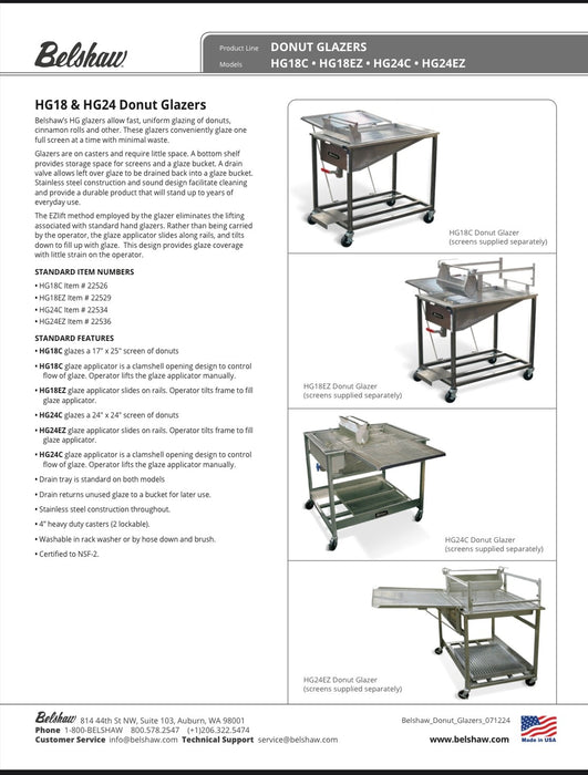 Belshaw HG24C Glazer with Drain Tray/Glazing Screen - Donut-Supplies.Com