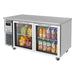 Turbo Air JUR-60-G-N J Series 60" Glass Door Undercounter Refrigerator w/ 2 Sections & Side Mounted Compressor - Donut-Supplies.Com