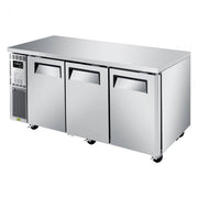 Turbo Air JUR-72S-N6 J Series 72" Narrow Depth Undercounter Refrigerator w/ 3 Sections, Solid Doors & Side Mounted Compressor - Donut-Equipment.com