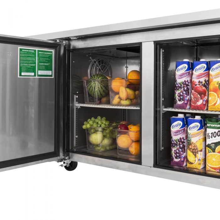 Turbo Air JUR-60S-N6 J Series 60" Narrow Depth Undercounter Refrigerator w/ 2 Sections, Solid Doors & Side Mounted Compressor - Donut-Supplies.Com