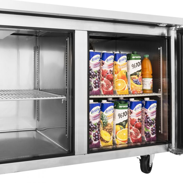 Turbo Air JUR-60S-N6 J Series 60" Narrow Depth Undercounter Refrigerator w/ 2 Sections, Solid Doors & Side Mounted Compressor - Donut-Supplies.Com