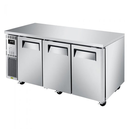 Turbo Air JURF-72-N J Series 70 7/8" Dual Temperature Undercounter Refrigerator/Freezer w/ 3 Sections & Solid Doors - Donut-Supplies.Com