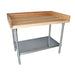 BK Resources Hard Maple Baker’s Top Work Table w/ Galvanized Undershelf, Oil Finish – 48" W x 36" D - Donut-Equipment.com