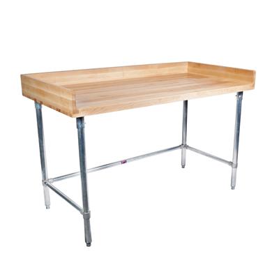 BK Resources Hard Maple Baker’s Top Work Table w/ Galvanized Open Base, Oil Finish – 48" W x 36" D - Donut-Equipment.com