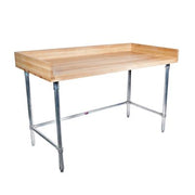BK Resources Hard Maple Baker’s Top Work Table w/ Stainless Steel Open Base, Oil Finish – 48" W x 30" D - Donut-Equipment.com