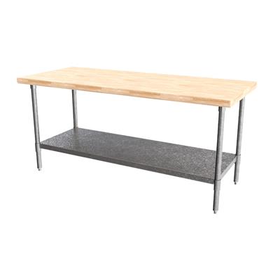 BK Resources Hard Maple Flat Top Work Table w/ Galvanized Undershelf, Oil Finish – 72" L x 30" W - Donut-Equipment.com