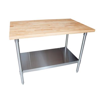 BK Resources Hard Maple Flat Top Work Table w/ Stainless Steel Undershelf, Oil Finish – 48" L x 36" W - Donut-Equipment.com