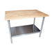 BK Resources Hard Maple Flat Top Work Table w/ Stainless Steel Undershelf, Oil Finish – 72" L x 36" W - Donut-Equipment.com