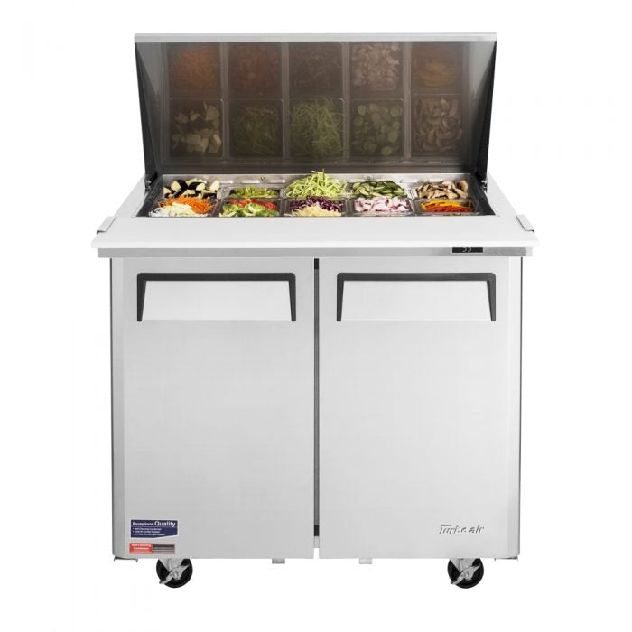 Turbo Air MST-36-15-N6 M3 Series 36" 2 Door Stainless Steel Refrigerated Sandwich Prep Table - Donut-Equipment.com
