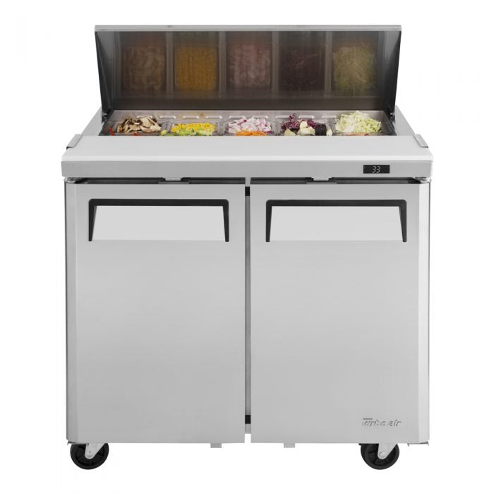 Turbo Air MST-36-N6 M3 Series 36" 2 Door Stainless Steel Refrigerated Sandwich Prep Table - Donut-Equipment.com