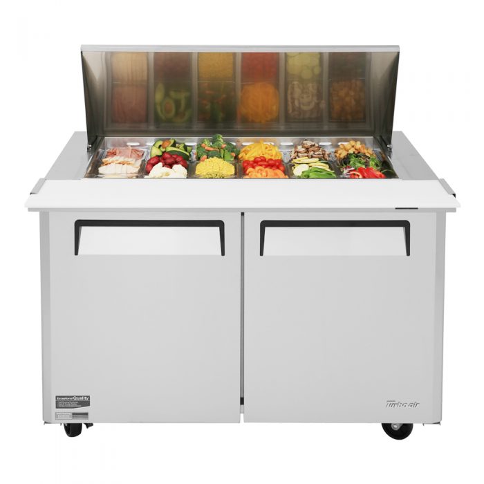 Turbo Air MST-48-18-N M3 Series 48" 2 Door Mega Top Stainless Steel Refrigerated Sandwich Prep Table - Donut-Equipment.com
