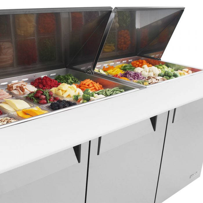 Turbo Air MST-72-30-N M3 Series 72" 3 Door Mega Top Stainless Steel Refrigerated Sandwich Prep Table - Donut-Equipment.com