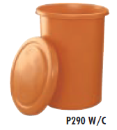Faribo P290 W/C Tapered Drum with Cover, 25" Top Diameter x 20" Bottom Diameter x 33"H, 46 Gallon - Donut-Supplies.Com