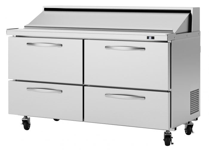 Turbo Air PST-60-D4-N 60 1/4" PRO Series Sandwich/Salad Prep Table w/ Refrigerated Base - Donut-Equipment.com