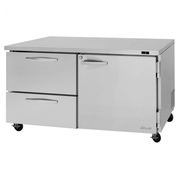 Turbo Air PUF-60-D2R-N 60 1/4" W Undercounter Freezer w/ 2 Sections, 1 Door & 2 Drawers - Donut-Equipment.com