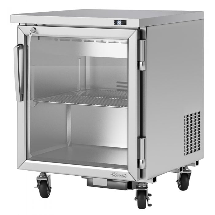 Turbo Air PUR-28-G-N 27 1/2" W Undercounter Refrigerator w/ 1 Section & 1 Glass Door - Donut-Equipment.com