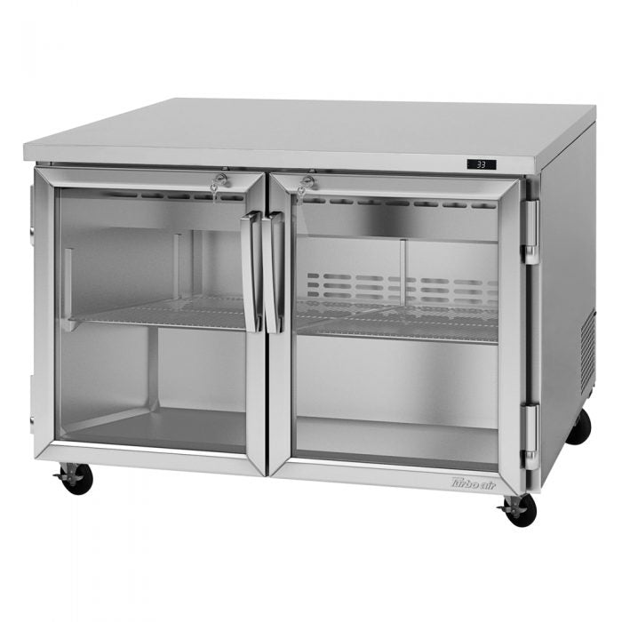 Turbo Air PUR-48-G-N 48 1/4" W Undercounter Refrigerator w/ 2 Sections & 2 Glass Doors - Donut-Equipment.com