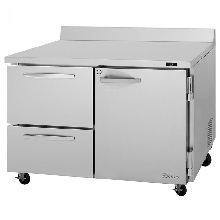 Turbo Air PWR-48-D2R-N 48 1/4" Worktop Refrigerator w/ (2) Sections, 2 Drawers & 1 Solid Door - Donut-Equipment.com