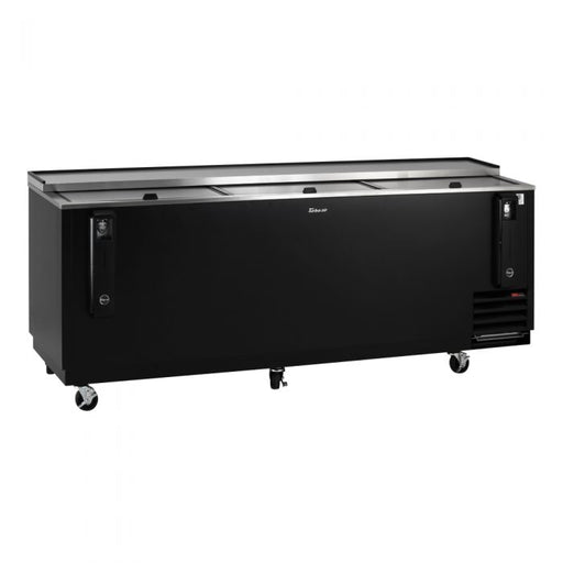 Turbo Air TBC-95SB-N 95" Forced Air Bottle Cooler - Holds (912) 12 oz Bottles, Black Laminated Exterior, 115v - Donut-Supplies.Com