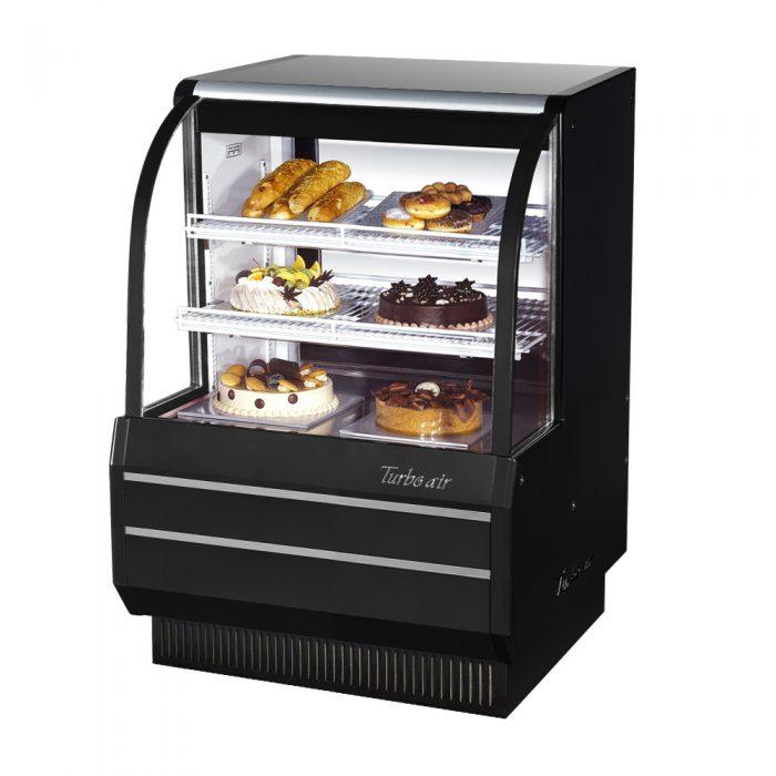 Turbo Air TCGB-36-B-N 36" Curved Glass Refrigerated Bakery Display Case, Black Exterior, 115v - Donut-Supplies.Com