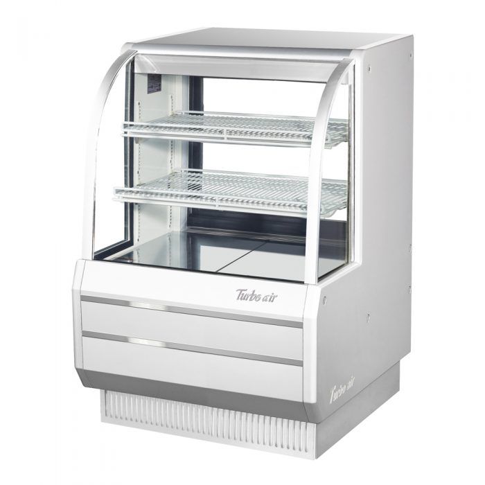 Turbo Air TCGB-36DR-W 36-1/2" Curved Glass Full-Service Dry Bakery Display Case, 3 Levels, White Exterior, 115v - Donut-Equipment.com