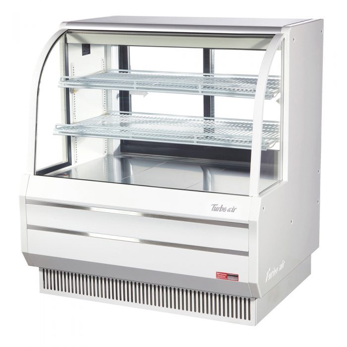 Turbo Air TCGB-48DR-W 48-1/2" Curved Glass Full-Service Dry Bakery Display Case, 3 Levels, White Exterior, 115v - Donut-Supplies.Com