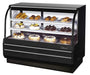 Turbo Air TCGB-60-B-N 60-1/2" Curved Glass Full-Service  Refrigerated Bakery Display Case, 3 Levels, Black Exterior, 115v - Donut-Supplies.Com