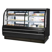 Turbo Air TCGB-72CO-B-N 72" Curved Glass Full-Service Dual Zone Dry/Refrigerated Bakery Display Case, 3 Levels, Black Exterior, 115v - Donut-Equipment.com