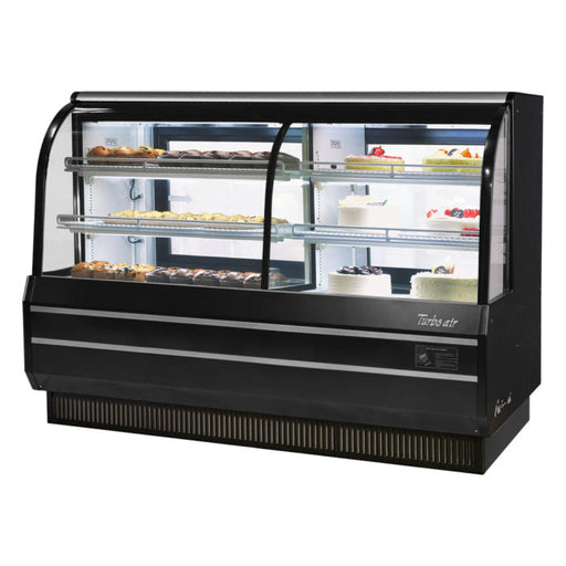 Turbo Air TCGB-72CO-B-N 72" Curved Glass Full-Service Dual Zone Dry/Refrigerated Bakery Display Case, 3 Levels, Black Exterior, 115v - Donut-Supplies.Com
