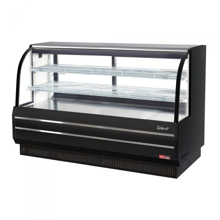 Turbo Air TCGB-72DR-B 72" Curved Glass Full-Service Dry Bakery Display Case, 3 Levels, Black Exterior, 115v - Donut-Supplies.Com
