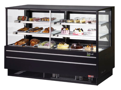 Turbo Air TCGB-72UF-CO-B-N 72-1/2" Straight Glass Full-Service Dual Zone Dry/Refrigerated Deli Display Case, 3 Levels, Black Exterior, 115v - Donut-Supplies.Com