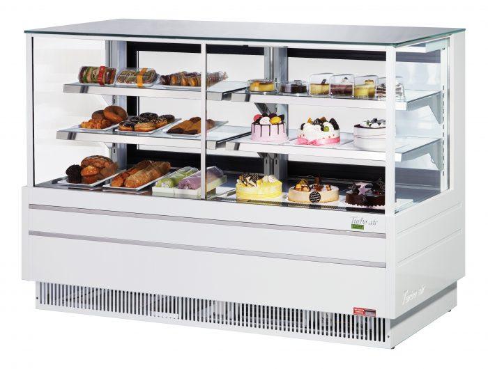 Turbo Air TCGB-72UF-CO-W-N 72-1/2" Straight Glass Full-Service Dual Zone Dry/Refrigerated Deli Display Case, 3 Levels, White Exterior, 115v - Donut-Supplies.Com