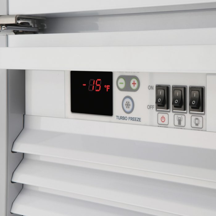 Turbo Air TGF-35SD-N 39 1/2" White Super Deluxe Two Section Display Freezer – (2) Swing Doors, LED Lighting, 115v - Donut-Equipment.com