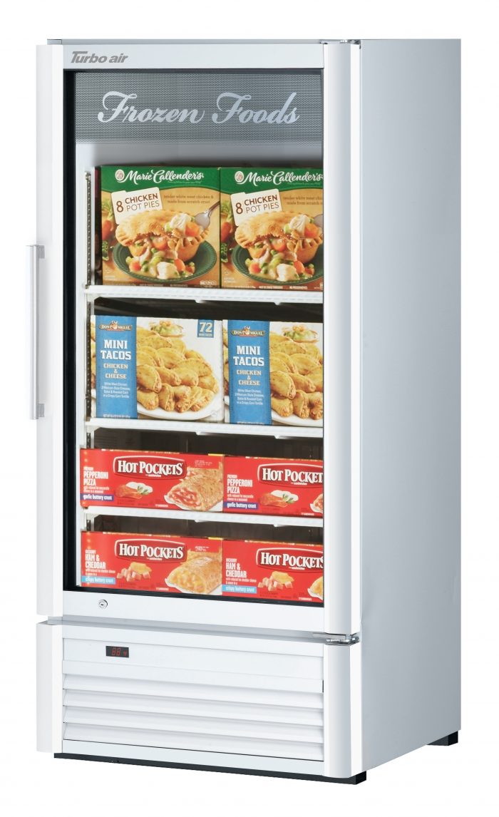 Turbo Air TGF-10SD-N 25 3/4" White Super Deluxe Countertop Display Freezer – (1) Swing Door, LED Interior Lighting, 115v - Donut-Equipment.com