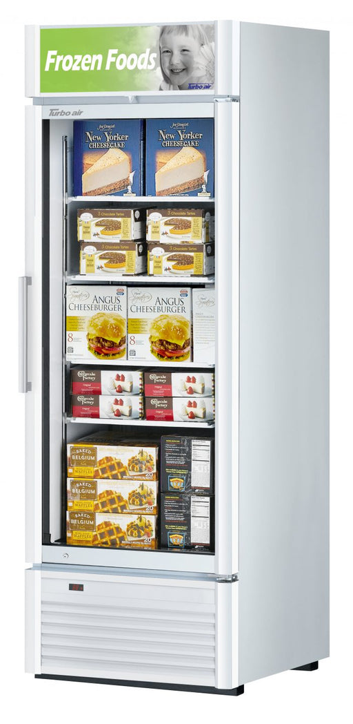 Turbo Air TGF-23SD-N 27" White Super Deluxe One Section Display Freezer – (1) Swing Door, LED Lighting, 115v - Donut-Supplies.Com