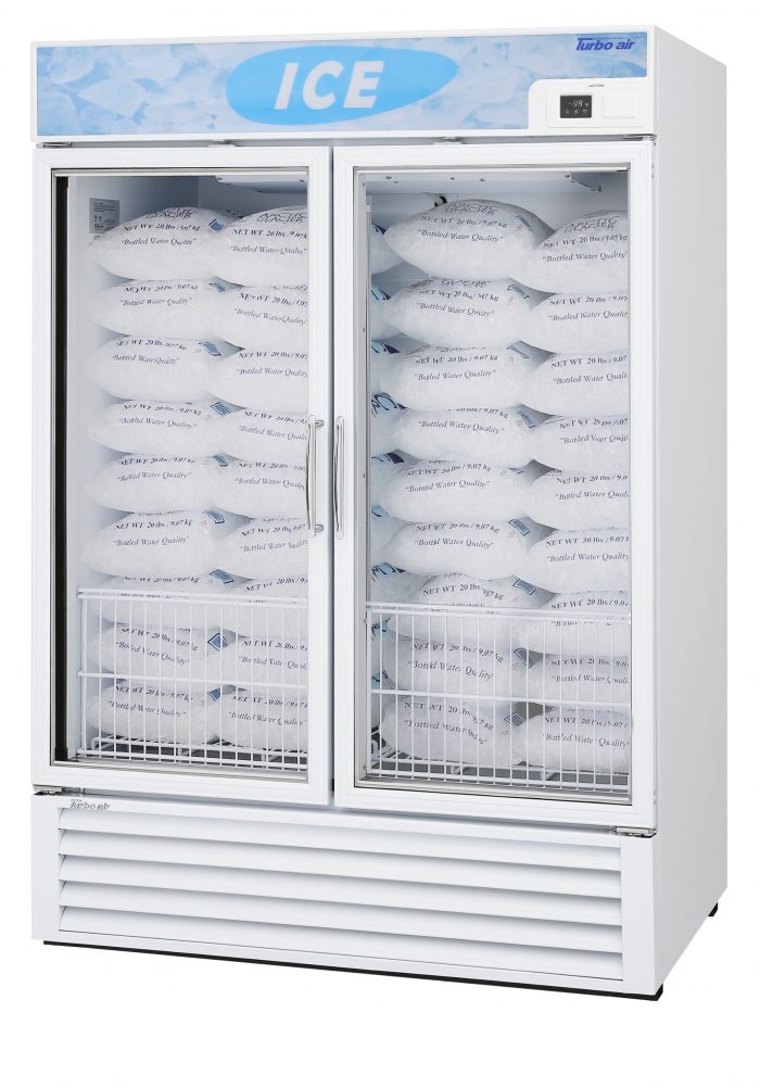 Turbo Air TGIM-49W-N 54" Indoor Ice Merchandiser w/ Bottom Mount Compressor - Glass Door, 115v - Donut-Equipment.com