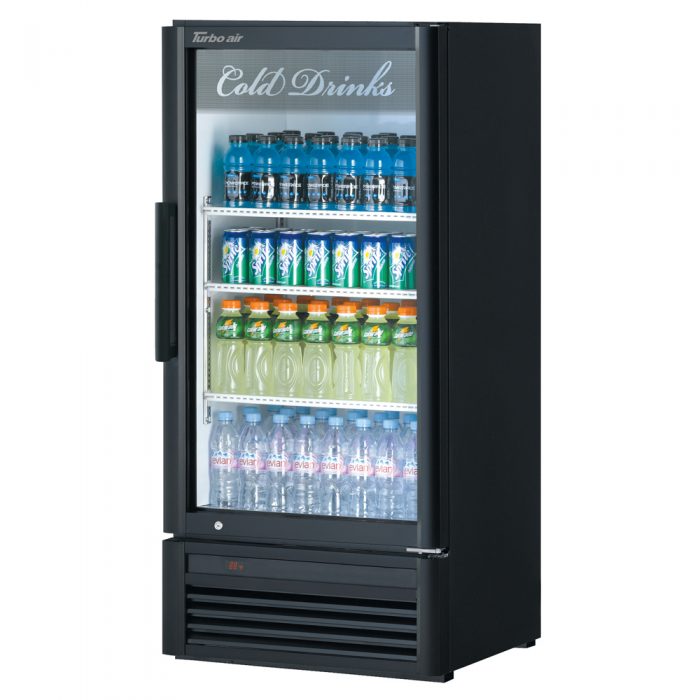 Turbo Air TGM-10SDB-N6 26" Black Super Deluxe Countertop Refrigerator w/ Glass Swing Door – Front Access, LED Lighting, 115v - Donut-Equipment.com