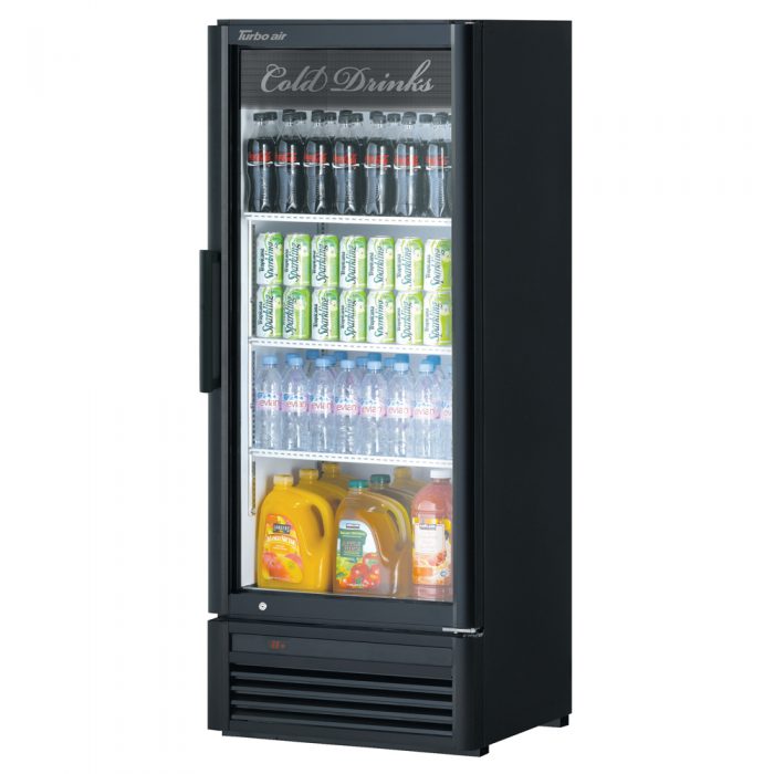 Turbo Air TGM-12SDB-N6 26" Black Super Deluxe Countertop Refrigerator w/ Glass Swing Door – LED Interior, Front Access, 115v - Donut-Equipment.com