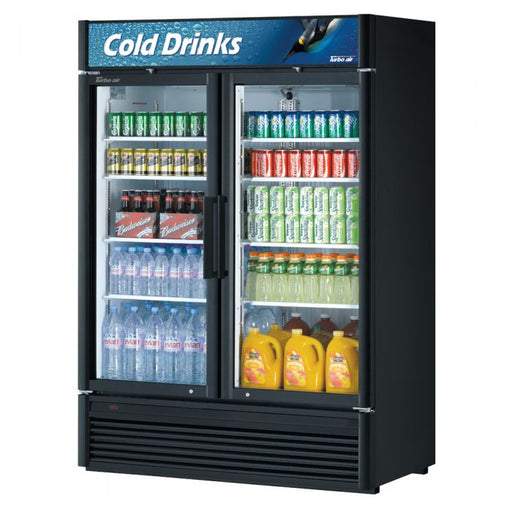 Turbo Air TGM-47SDB-N 51" Black Super Deluxe Glass Door Refrigerator – Two Swing Doors, Energy-Efficient LED Lighting, 115v - Donut-Supplies.Com