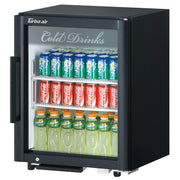 Turbo Air TGM-5SDB-N6 25" Black Super Deluxe Countertop Refrigerator w/ Glass Swing Door – Front Access, LED Lighting, 115v - Donut-Equipment.com