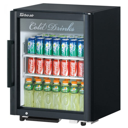 Turbo Air TGM-5SDB-N6 25" Black Super Deluxe Countertop Refrigerator w/ Glass Swing Door – Front Access, LED Lighting, 115v - Donut-Supplies.Com